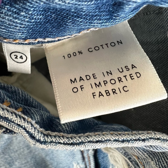 Grlfrnd Denim Rhoda Mini Skirt Blue Distressed Denim 5-Pockets USA 24 New - Picture 7 of 7